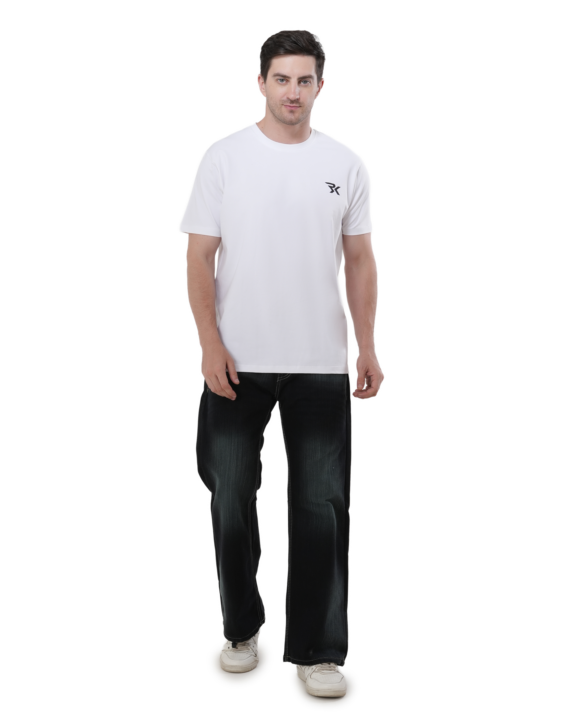 Men's White Round Neck T-Shirt | Solid White Half Sleeve Cotton Blend Casual T-Shirt for Men | Regular Fit